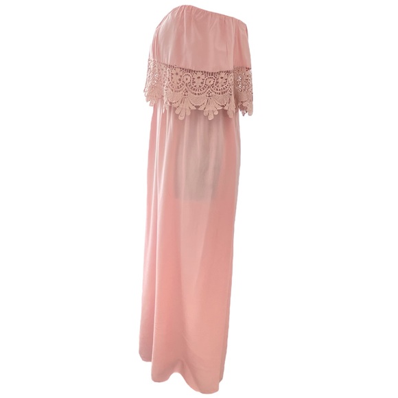 Belcci Powdery Pink Halter less Maxi Dress with Lace Sz: M - Picture 2 of 7